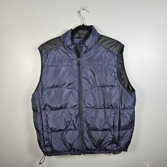 Eddie Bauer Premium Goose Down Puffer Vest Jacket Men Size Large Navy Blue - Picture 1 of 6